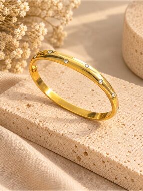 Gold Screw Accent Bangle Bracelet